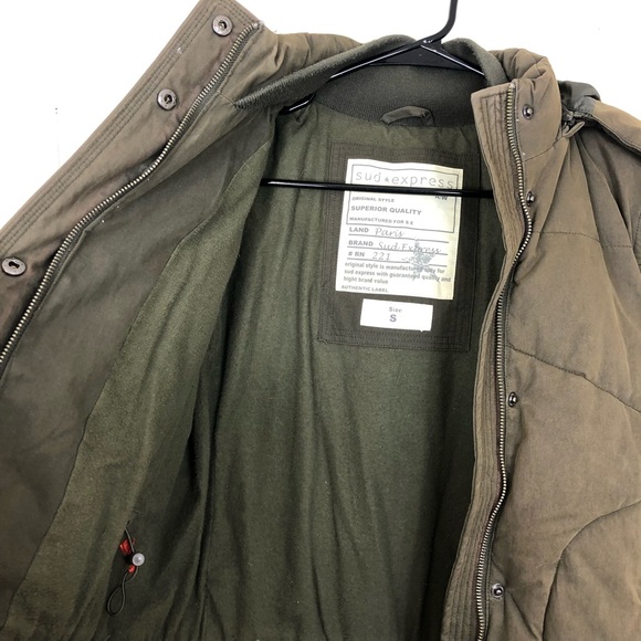 Sud Express Down Bomber Jacket Fur Hood Sz S - Picture 13 of 16